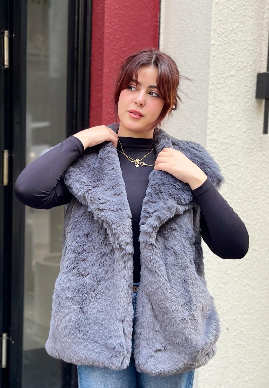 fur jacket in Gray