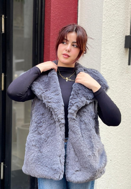 fur jacket in Gray