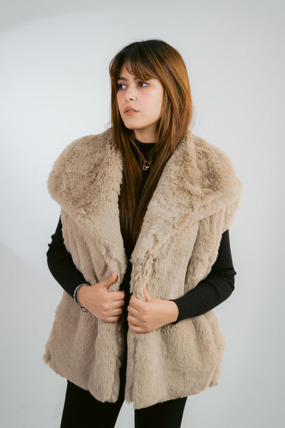 fur jacket in beige